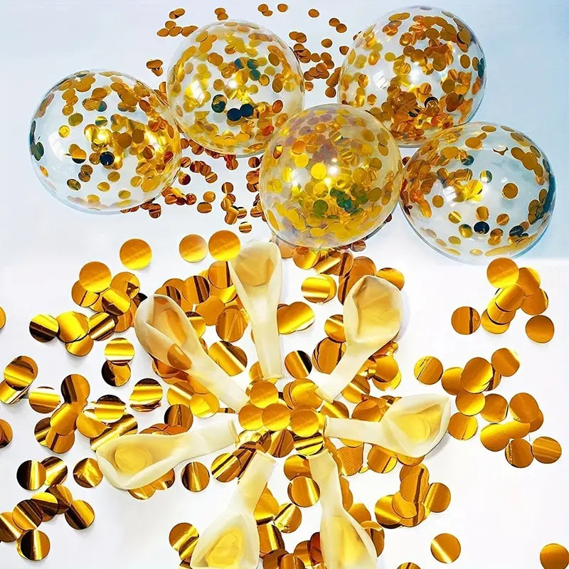 Goldene Konfetti-Luftballons, 12-Zoll-Latex-Partyballons für Hochzeit und Dekoration