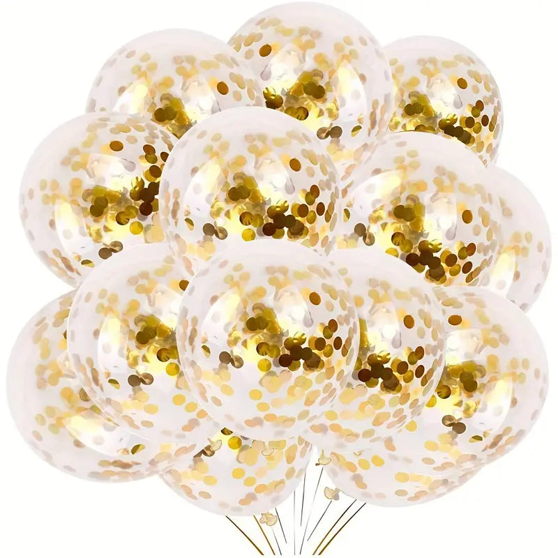 Goldene Konfetti-Luftballons, 12-Zoll-Latex-Partyballons für Hochzeit und Dekoration